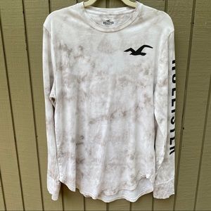 Hollister White/Grey Logo Tee - Medium